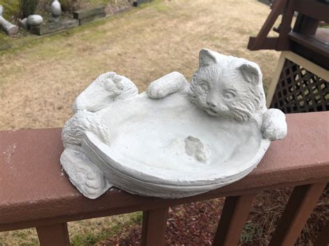 Cat Bird Feeder / Bird Bath Statue Cement Cat Statue | Etsy