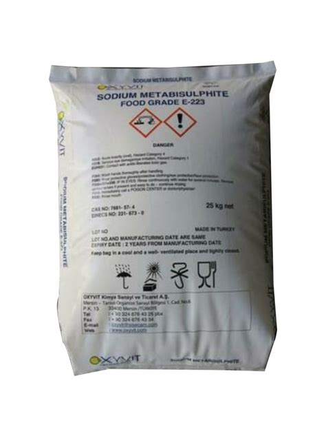 Biocides & Disinfectants Food Grade Sodium Metabisulfite, For ...