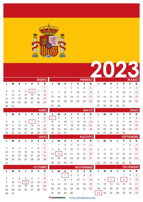 Calendario 2023 España Con Días Festivos Para Imprimir