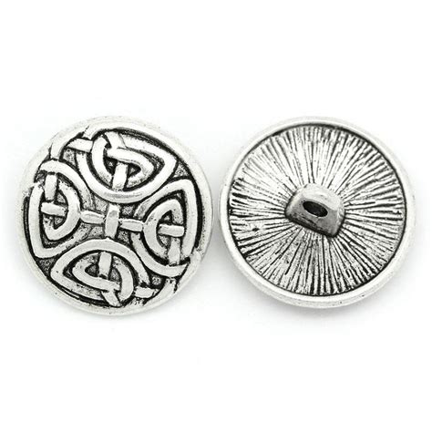 10pc Antiqued Silver Round Sewing Metal Buttons Pattern Carved (5/8 ...