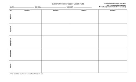 Weekly Lesson Plan Calendar Template | Calendar Template Printable