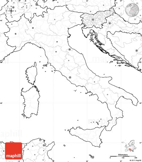 Blank Simple Map of Italy, no labels