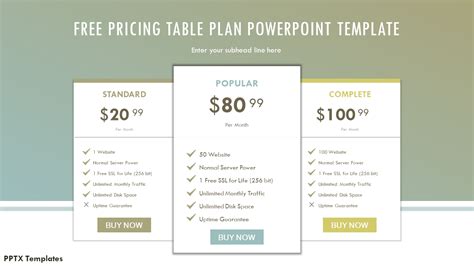 Download Simple Pricing Table Plan Brain Powerpoint Infographic Template