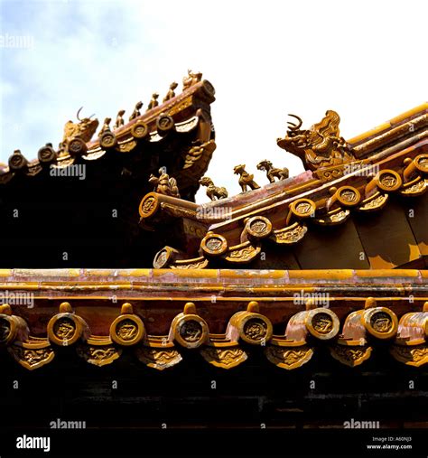 Details of roof of temple, Yonghe Temple, Beijing, China Stock Photo ...