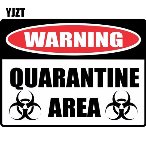 YJZT 15*11.1cm Cartoon Fun WARNING Sign QUARANTINE Retro reflective Decals Car Sticker C1 8132 ...