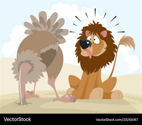 Lion and ostrich Royalty Free Vector Image - VectorStock