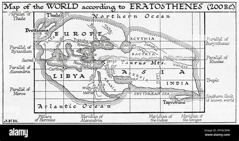 Map of the world according to Eratosthenes, 200 BC. From the book ...