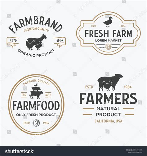 Farmers Market Logo Templates Stamps Labels Stock Vector (Royalty Free ...