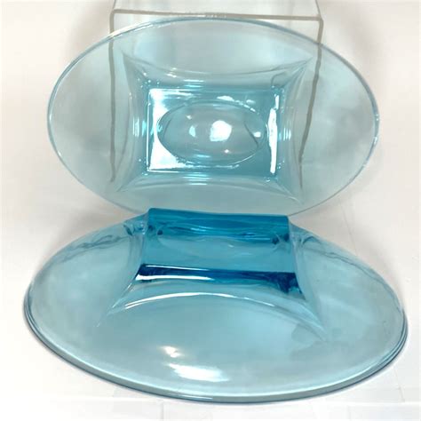 Hazel Atlas BLUE CAPRI COLONY Glass Oval Bowls _ 7 3/4" _ Mid Century ...