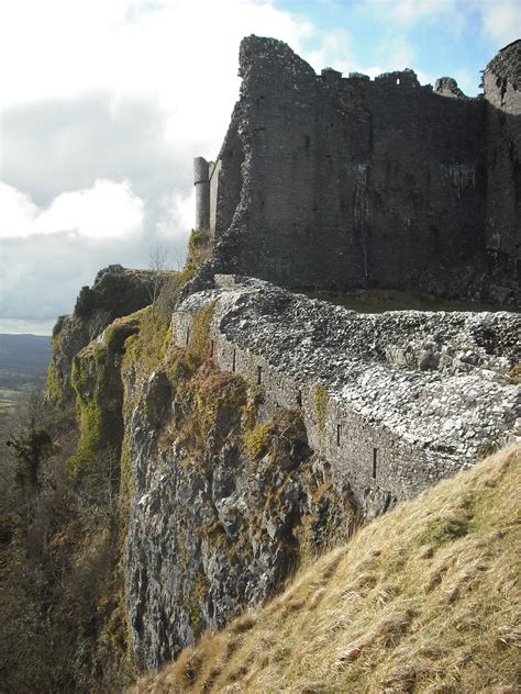 Carreg Cennen Castle - cliff on which the castle is perched which leads ...