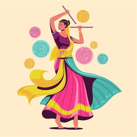 Illustration of woman playing garba dance for india festival | Premium Vector