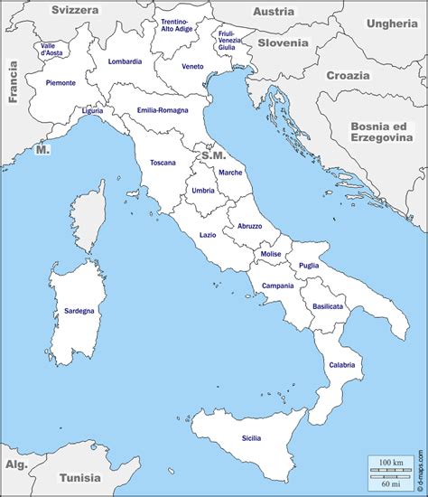 Italy free map, free blank map, free outline map, free base map ...