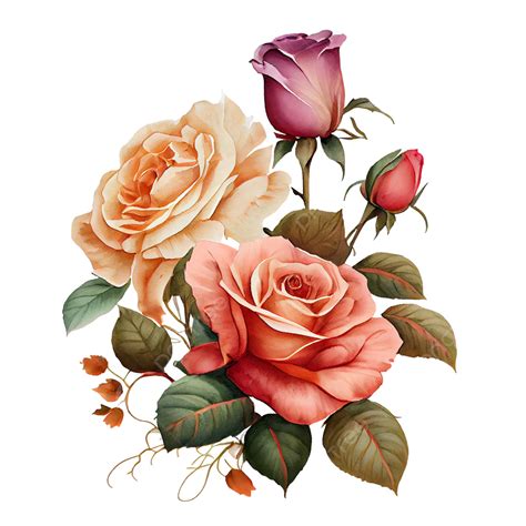 Watercolor Rose Bouquet, Rose, Roses, Flower PNG Transparent Clipart ...