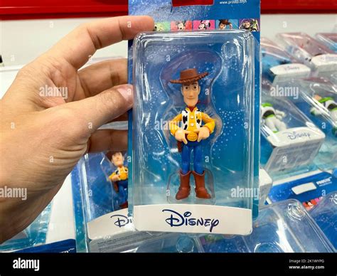 Tyumen, Russia-September 09, 2022: Toy Story movie backdrop display with cartoon characters ...