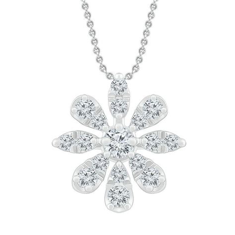 White Gold Diamond Flower Pendant Necklace 1/3ctw | REEDS Jewelers