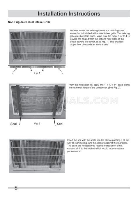 Frigidaire FFTA0833U1 Installation Instructions