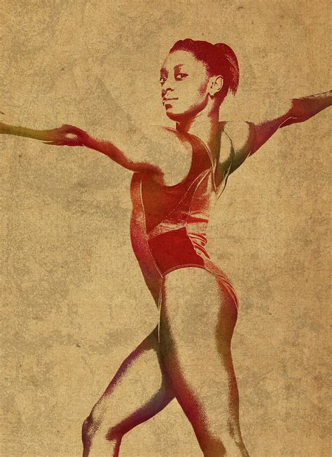 Simone Biles Olympic Gymnast USA Watercolor Portrait Mixed Media by ...