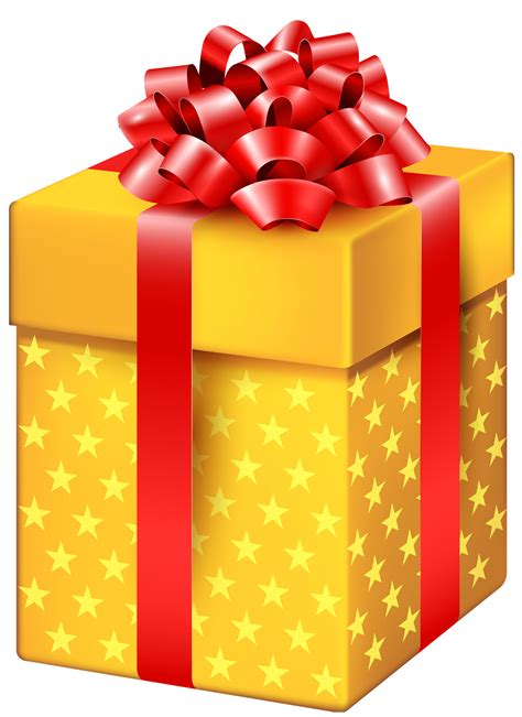 Free Yellow Gift Box with Stars 15100138 PNG with Transparent Background