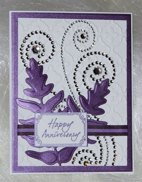 Embossed Anniversary Card with Rhinestone Swirls