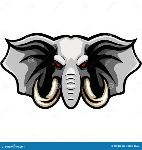 Angry Elephant Head Cartoon Character Stock Vector - Illustration of mascot, forest: 268466863