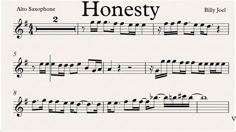 Honesty Alto Saxophone Play Along Sheet Music - YouTube