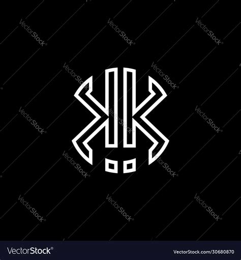 Kk monogram logo circle ribbon style outline Vector Image