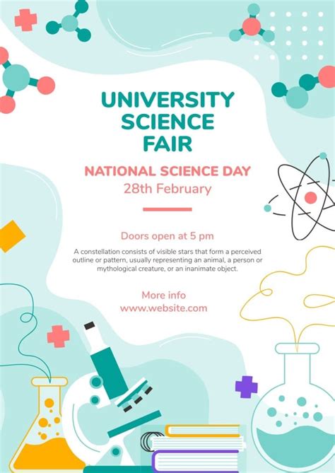 Design this Linear Flat University Science Fair Poster template for free