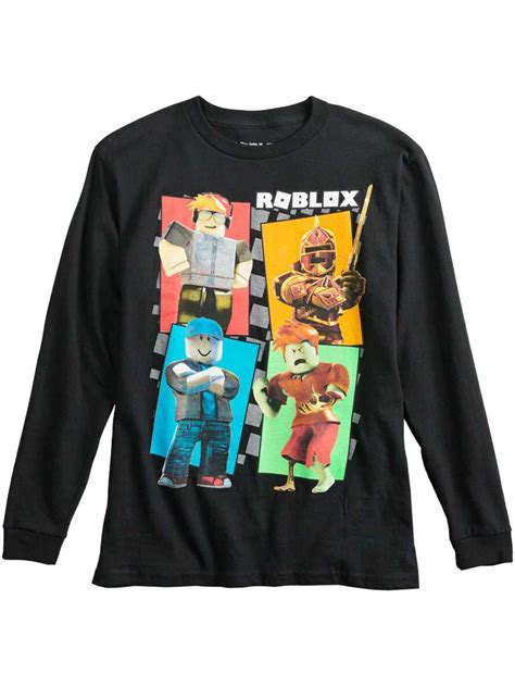 Boys Black Roblox Multi Character Long Sleeve T-Shirt Tee - Walmart.com - Walmart.com
