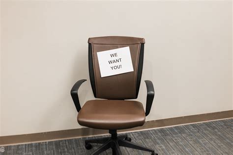 Office Chair with Sign - We Want You | Single brown office c… | Flickr