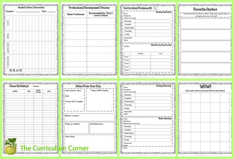 Editable Teacher Planning Binder - The Curriculum Corner 123