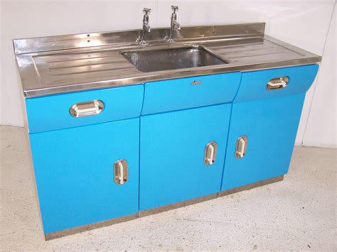 Vintage 40s metal alloy English Rose kitchen sink unit in blue ...