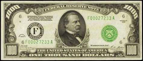 1928 One Thousand Dollar Federal Reserve Note - Wycofane Banknoty