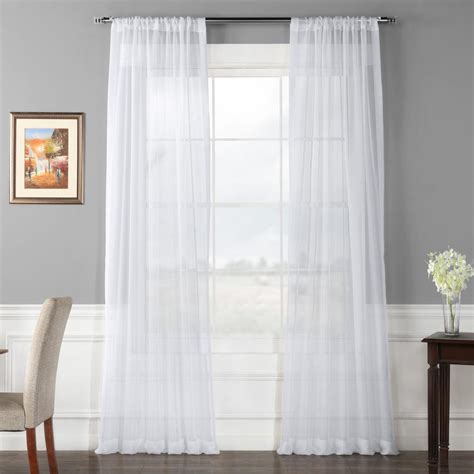 Exclusive Fabrics & Furnishings Solid Voile Poly Sheer Curtain in White ...