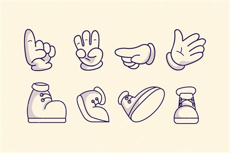 Free Vector | Hand drawn retro cartoon hand and feet illustration