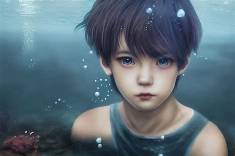 Premium Photo | Boy Under Water Fantasy Concept Art Anime Style