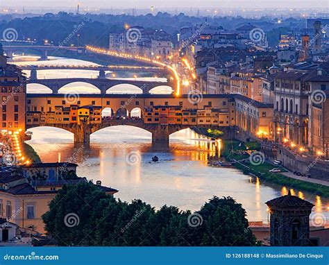 Romantic Sunset View of the Ponte Vecchio in Florence, Italy, Stock Photo - Image of florence ...