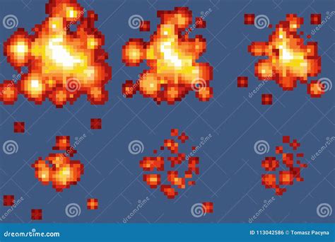 8-Bit Pixel-art Explosion Animation Frames Stock Vector - Illustration of explosion, vector ...