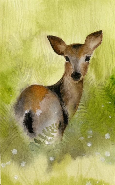 Deer Watercolor Print Digital Prints Art & Collectibles Prints etna.com.pe