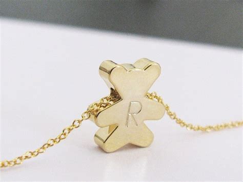 Teddy Bear Necklace Personalized With Initial Charm in Gold, Silver or Rose Gold - Etsy