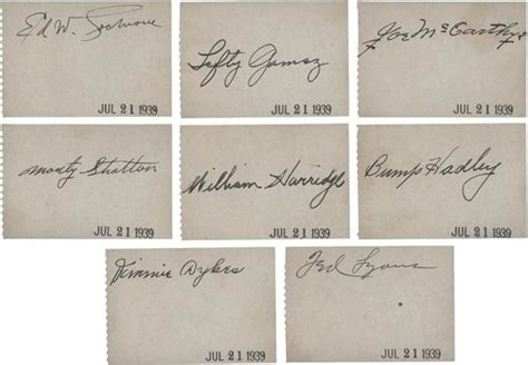 Collection of Baseball Autographs from 1939 with Hall of Famers