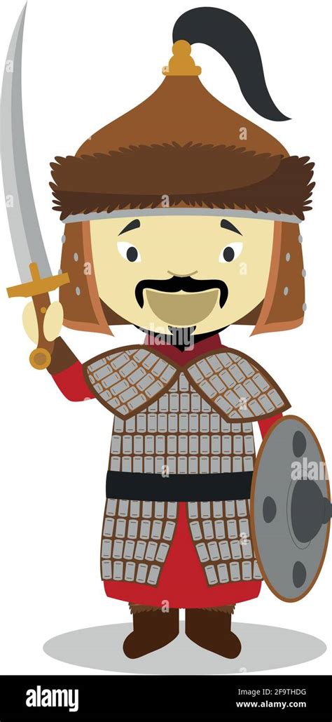 Genghis Khan cartoon character. Vector Illustration. Kids History ...