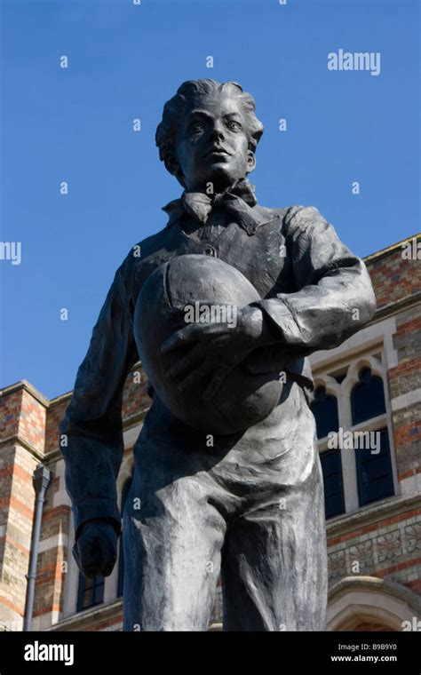 Statue of William Webb Ellis (1806 - 1872) outside Rugby School, Rugby, Warwickshire Stock Photo ...