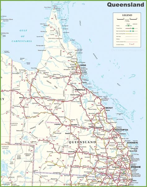 Large Detailed Road Map Of Australia Queensland 8 - World Wide Maps - Queensland Road Maps ...