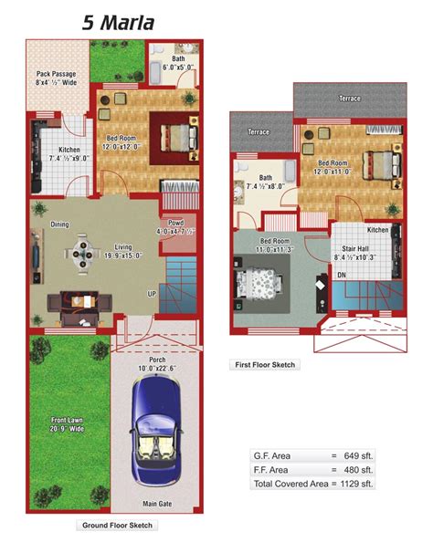 5 Marla house Plans - Civil Engineers PK