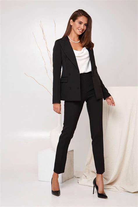 Black Womens Suit, Formal Pantsuit for Women, Black Formal Wear Womens, Black Blazer and Pants ...