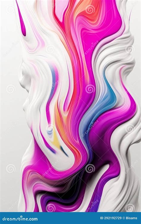 Abstract Modern White and Neon Colors Liquid Wavy Acrylic Paint Background. Generative AI Stock ...