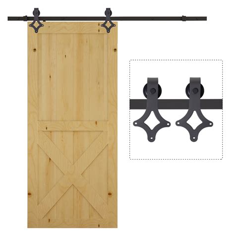 CB15658 6 ft. Carbon Steel Star Rustic Interior Sliding Barn Door Kit Hardware Set, Black ...