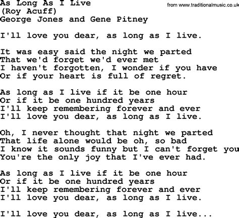 As Long As I Live by George Jones - Counrty song lyrics