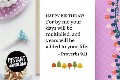 Printable Birthday Card Christian Bible Proverbs God Greeting Card Downloadable Digital Instant ...