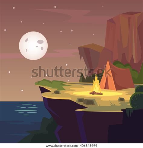 Night Camping Vector Flat Cartoon Illustration Stock Vector (Royalty Free) 406848994 | Shutterstock